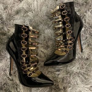 BLACK patent leather bootie